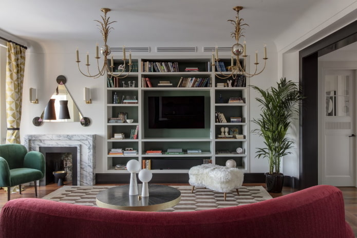 shelves around the TV