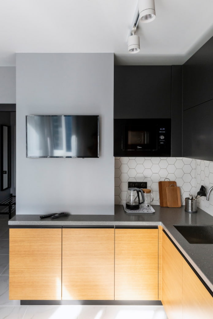 TV on the kitchen wall