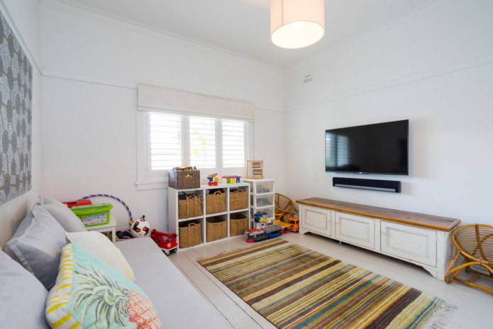TV on the wall in the nursery