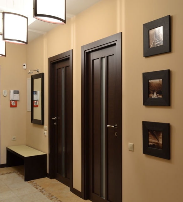 door and door frames made of dark wood