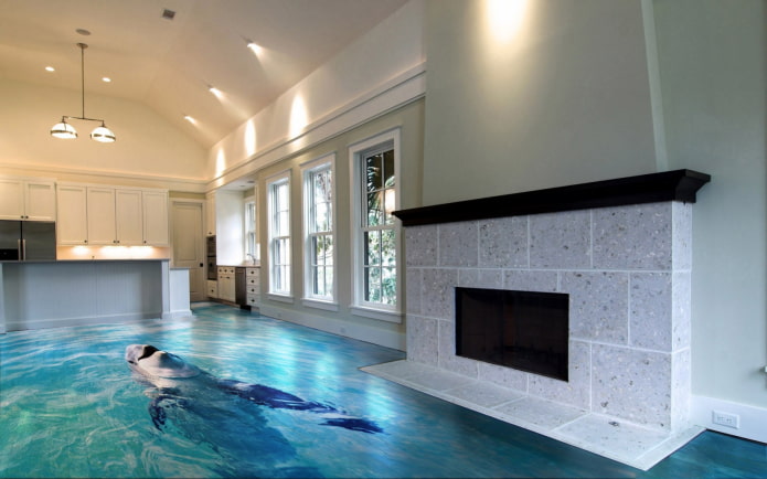 3D floor with a dolphin