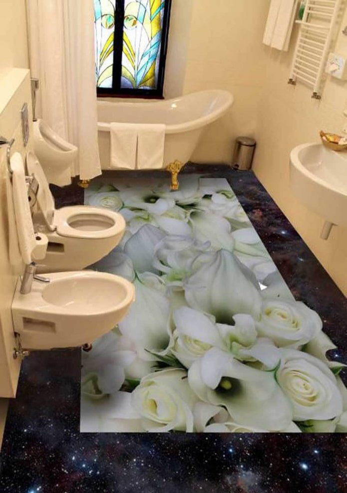 self-leveling floor in the bathroom