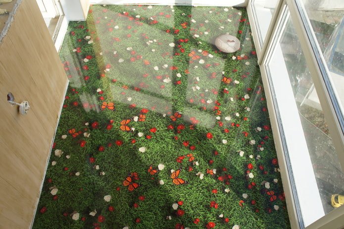 green floor on the balcony