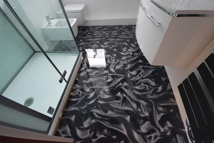 black floor in the bathroom