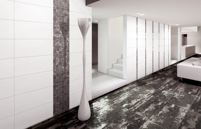metal floor tiles in the interior