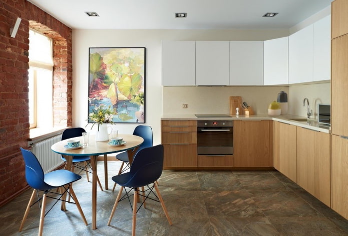 floor tiles in the kitchen interior