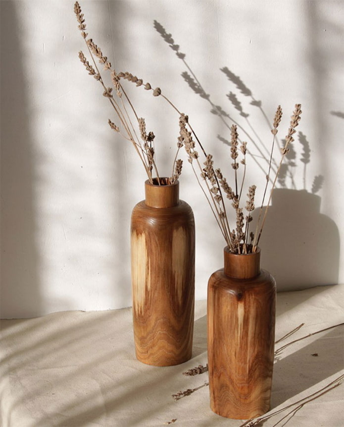 wooden floor vase
