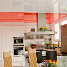 Variants of design of stretch ceilings in the kitchen-17