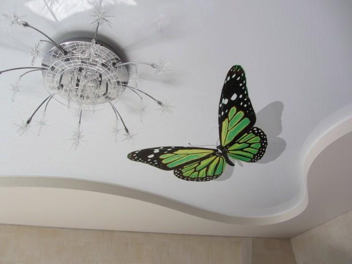 Stretch ceiling in the kitchen with photo printing