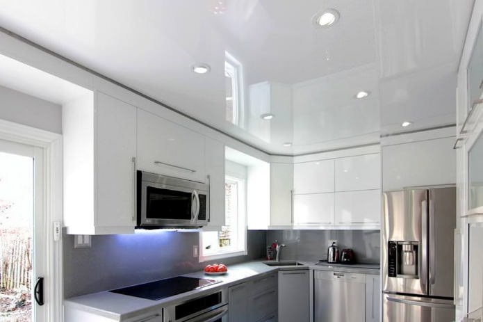 Stretch ceiling in a small kitchen