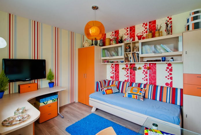 white single-level stretch ceiling in the nursery