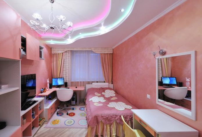 Stretch ceiling in children's room for a girl