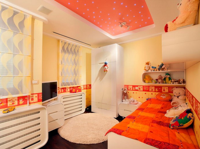 White and orange ceiling