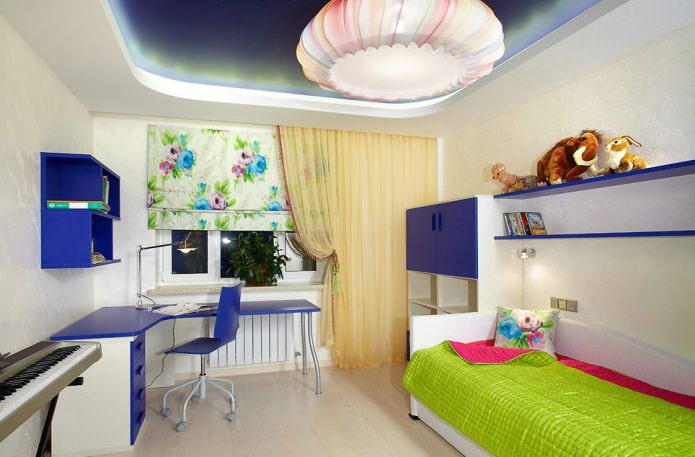 two-level stretch ceiling in a children's room