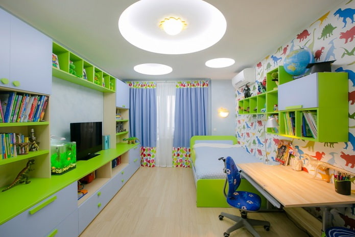 Stretch ceiling in a boy's nursery