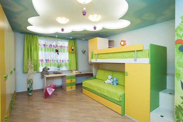 stretch ceiling in the interior of a child's room