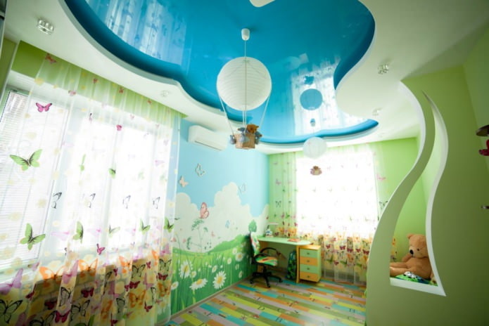 stretch ceiling in the interior of a child's room