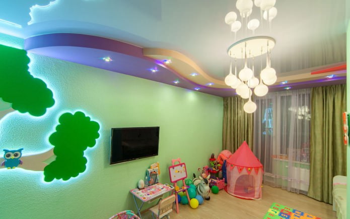 stretch ceiling in the children's room (lighting)