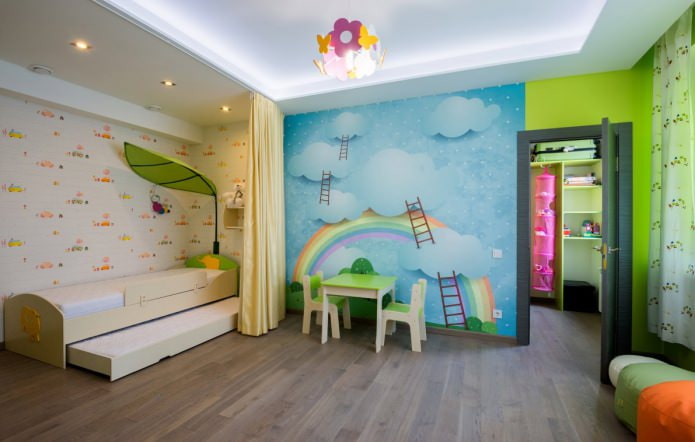 stretch ceiling in the children's room (lighting)