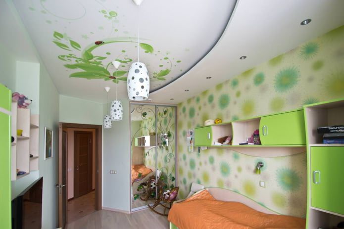 stretch ceiling in the interior of a child's room