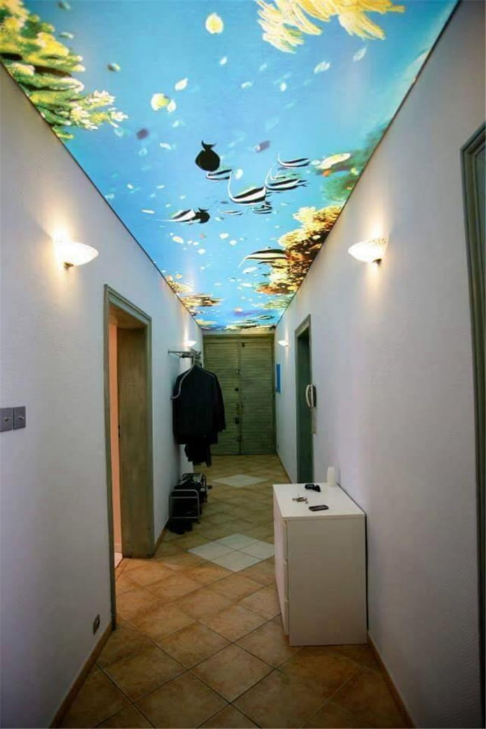 stretch ceiling structure with photo printing
