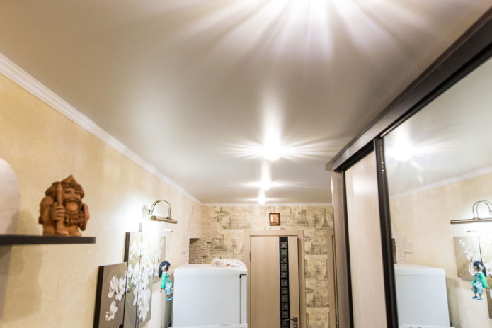 satin stretch ceiling in the hallway