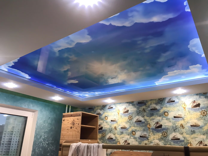 ceiling with the image of the sky