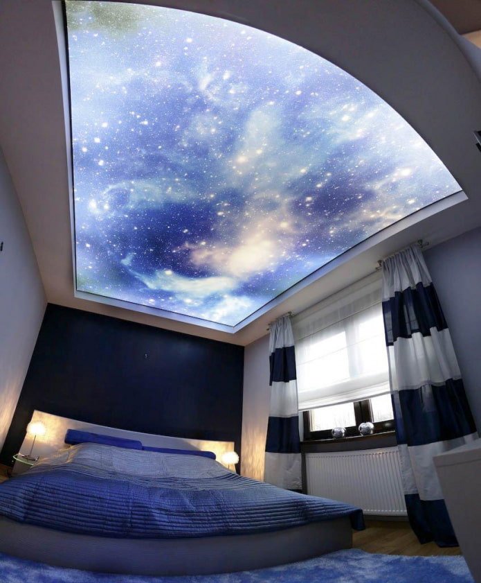 ceiling with space image in the bedroom