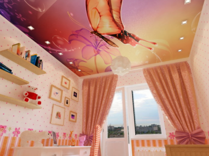 ceiling with a butterfly in the nursery