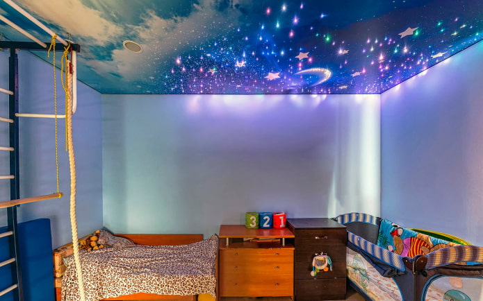 ceiling with a starry sky in the nursery
