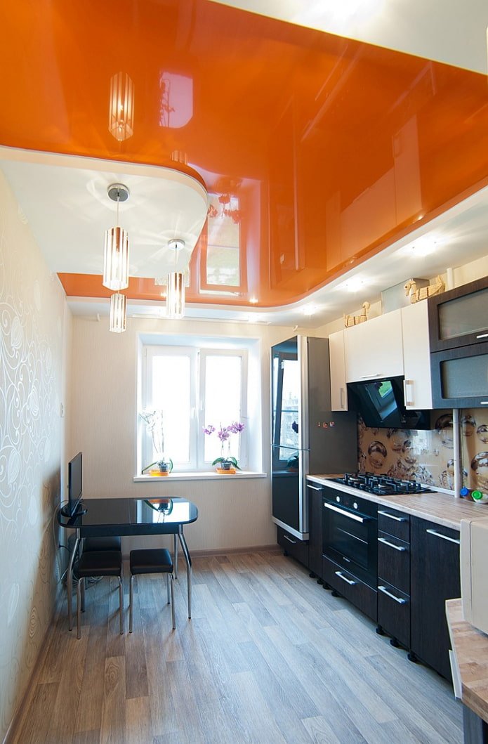 orange stretch ceiling in the interior