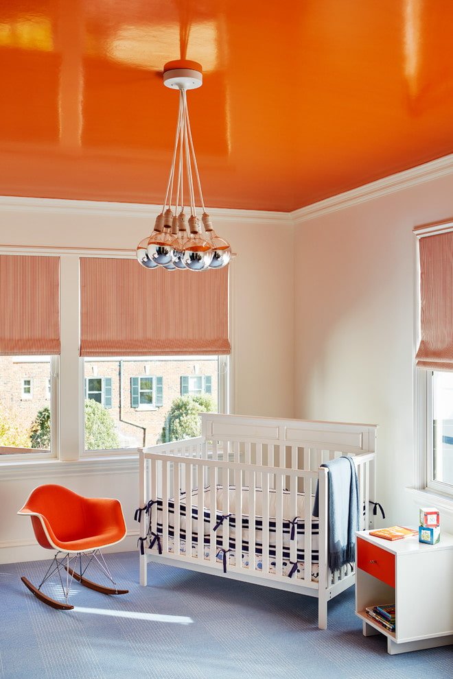 orange stretch ceiling in the interior