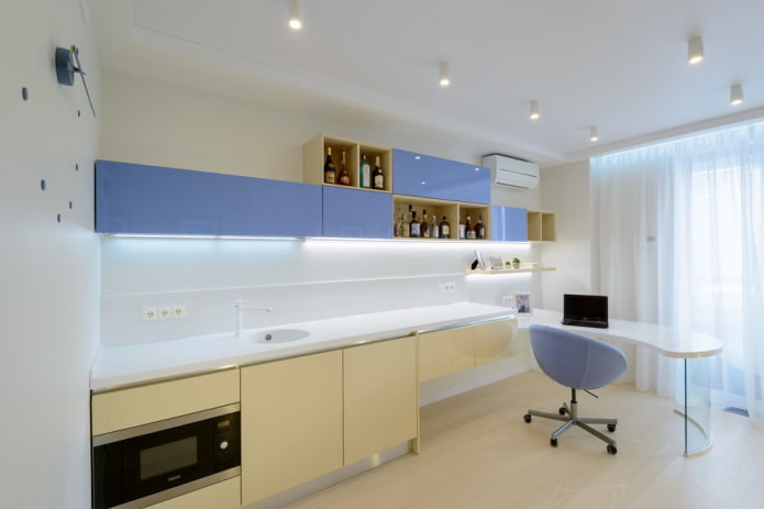 stretched fabric with spotlights in the interior