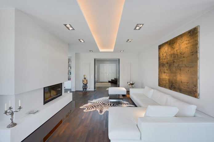 tension structure with backlighting in the living room
