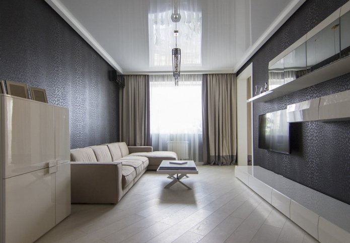 stretch ceiling in the living room