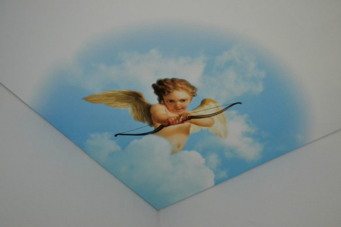 stretched canvas with image of angels