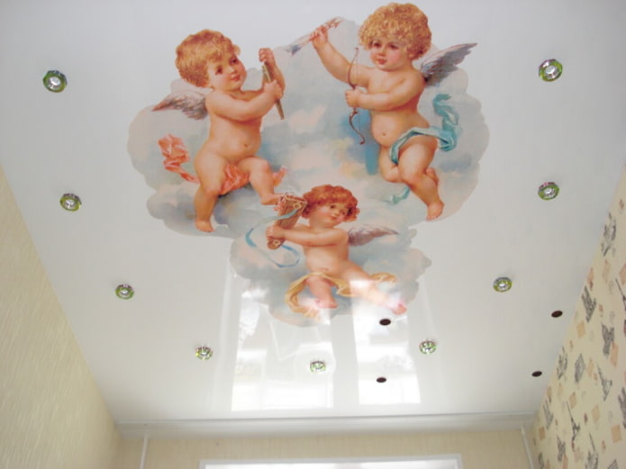 stretched canvas with image of angels