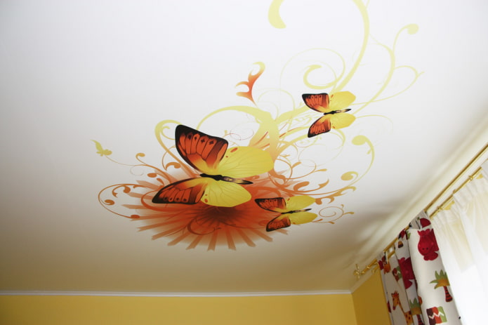 stretched fabric with photo printing in the form of butterflies