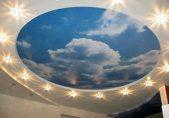stretched canvas with photo printing in the form of sky