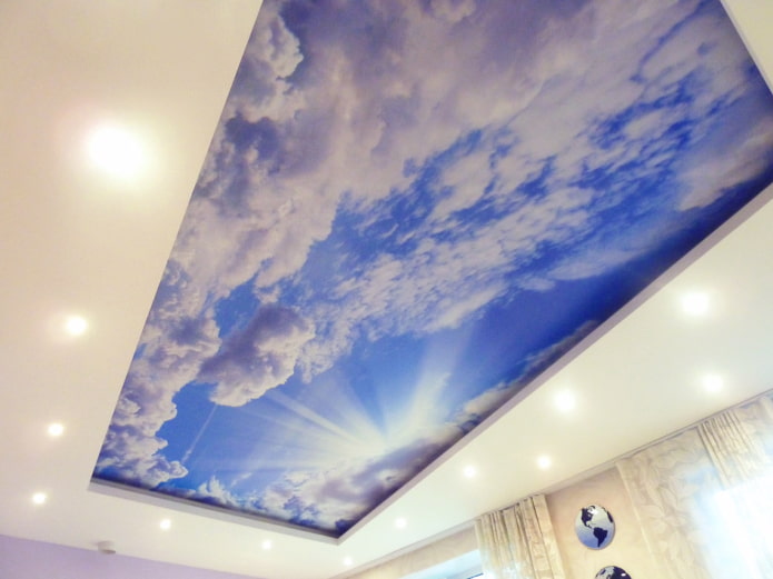 stretched canvas with photo printing in the form of sky