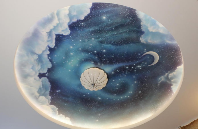 stretched canvas with the image of the starry sky