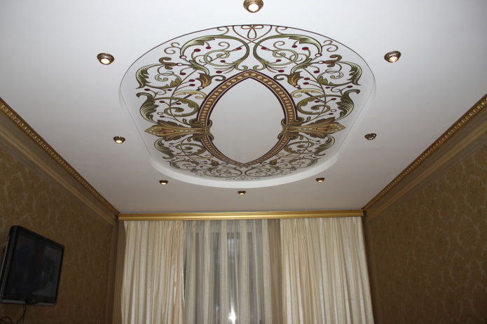 stretched ceiling with patterns