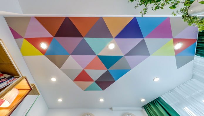 stretched fabric with geometric images