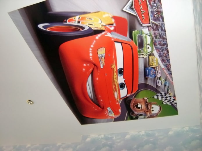 stretched fabric with a picture of a car
