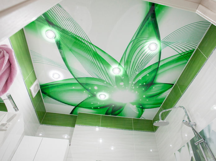 green stretch fabric with photo printing