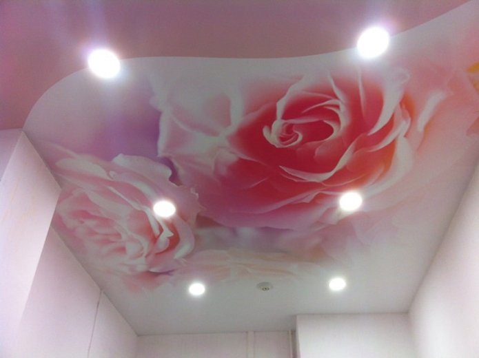pink ceiling structure with photo printing