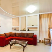 Stretch ceilings in the living room: types, design, lighting, 60 photos in the interior-4