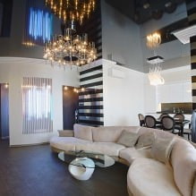 Stretch ceilings in the living room: types, design, lighting, 60 photos in the interior-2