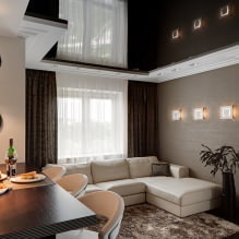 Stretch ceilings in the living room: types, design, lighting, 60 photos in the interior-6