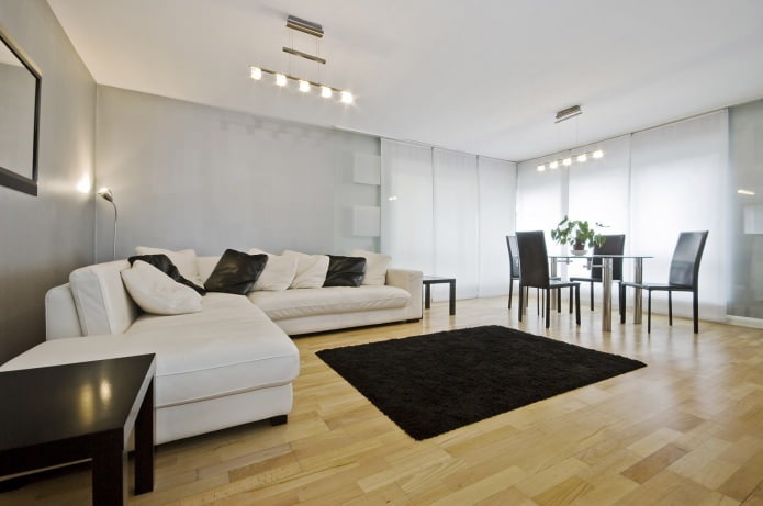 matte white stretch ceiling in the living room